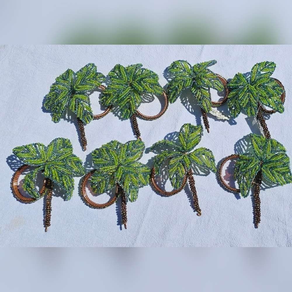 NWT Tommy Bahama Beaded Napkin Rings Set Of 8 - Picture 7 of 7